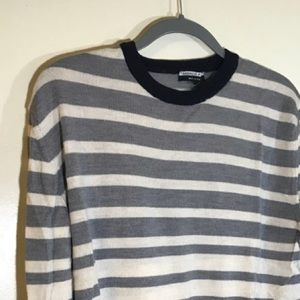 Grey/cream striped wool sweater